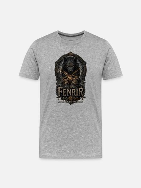 Fenrir Wolf Ragnarök Emblem - Männer Premium Bio T-Shirt - Grau meliert