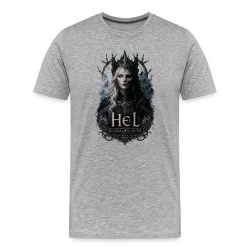Zwischen Leben und Tod  - Männer Premium Bio T-Shirt - Grau meliert - Vorne - Damien (186cm)