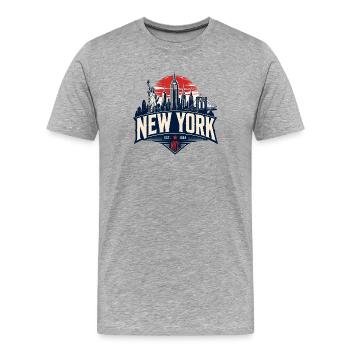 Graphisme rétro de la Skyline de New York - T-shirt bio Premium Homme - gris chiné - Devant - Damien (186cm)