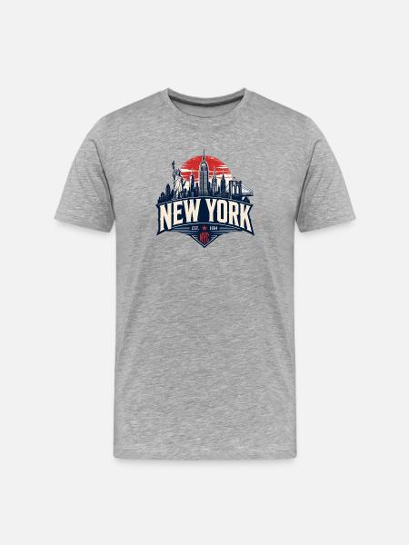 New York Skyline Retro Graphic - Men's Premium Organic T-Shirt - heather grey