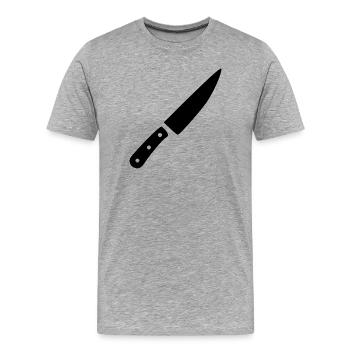 Couteau, Cuisinière de cuisine, Cuisine de cuisine, Cuisine - T-shirt bio Premium Homme - gris chiné - Devant - Damien (186cm)