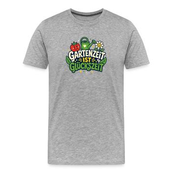 Gartenzeit ist Glückszeit - Männer Premium Bio T-Shirt - Grau meliert - Vorne - Damien (186cm)