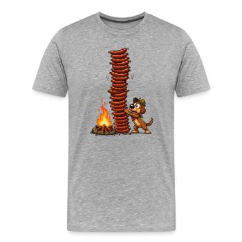Pile de saucisses au feu de camp - T-shirt bio Premium Homme - gris chiné - Devant - Damien (186cm)
