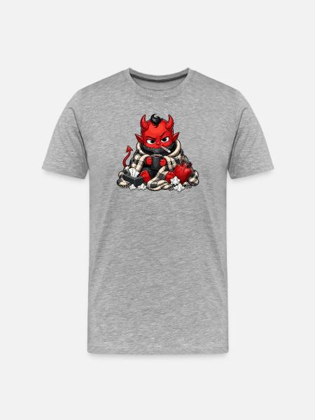 Winterdämon mit Heißgetränk - Männer Premium Bio T-Shirt - Grau meliert