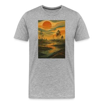 Rêves de zones humides — Ciel brûlant - T-shirt bio Premium Homme - gris chiné - Devant - Damien (186cm)
