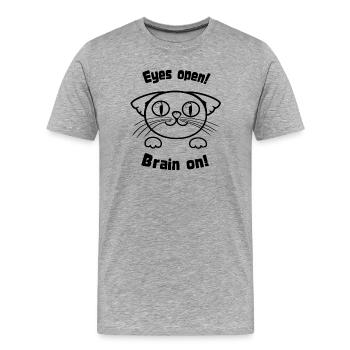 EyesOpenCat - T-shirt bio Premium Homme - gris chiné - Devant - Damien (186cm)