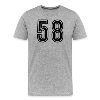 Symbole du chiffre 58 - T-shirt bio Premium Homme - gris chiné - Devant - Damien (186cm)