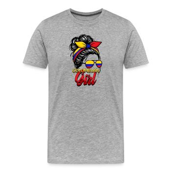 Fille Drapeau colombien Colombie - T-shirt bio Premium Homme - gris chiné - Devant - Damien (186cm)