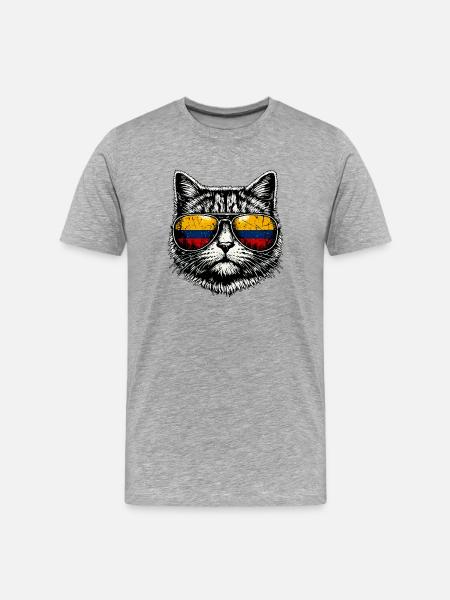 Cat Colombian Flag Colombia - Men's Premium Organic T-Shirt - heather grey