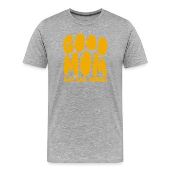 La bonne maman dit des gros mots - T-shirt bio Premium Homme - gris chiné - Devant - Damien (186cm)