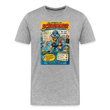 Der Schwimmer – nur noch eine Bahn - Männer Premium Bio T-Shirt - Grau meliert - Vorne - Damien (186cm)