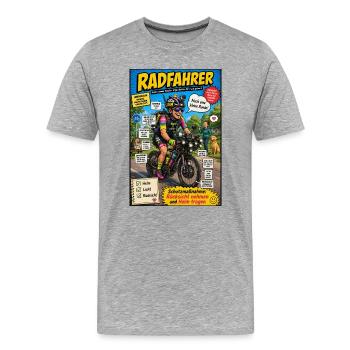 Der Radfahrer – nur noch eine kleine Runde - Männer Premium Bio T-Shirt - Grau meliert - Vorne - Damien (186cm)