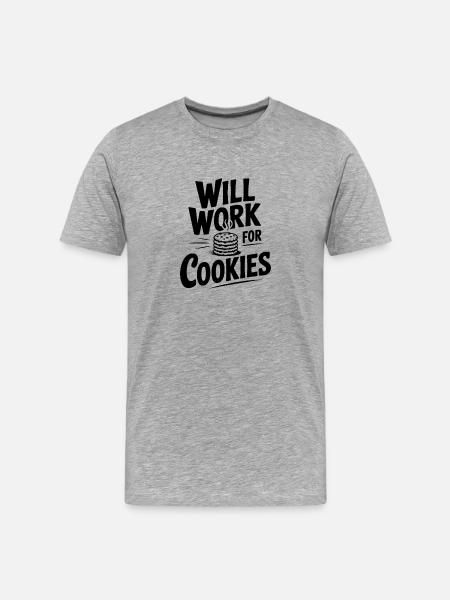 Will Work For Cookies - Men's Premium Organic T-Shirt - heather grey