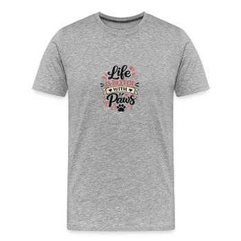 Das_Leben_ist_besser_mit_Poten - T-shirt bio Premium Homme - gris chiné - Devant - Damien (186cm)