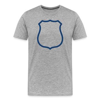 Ligne de bouclier vide, icône d’insigne, contour du blason, symbole - T-shirt bio Premium Homme - gris chiné - Devant - Damien (186cm)
