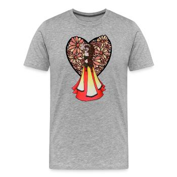 Danseuse florale bohème en robe vintage - T-shirt bio Premium Homme - gris chiné - Devant - Damien (186cm)