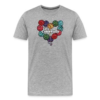 Cœur de laine vivant et colorée - T-shirt bio Premium Homme - gris chiné - Devant - Damien (186cm)