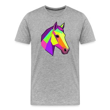 Cheval arc-en-ciel géométrique | Conception des chevaux - T-shirt bio Premium Homme - gris chiné - Devant - Damien (186cm)