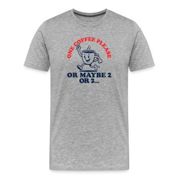 Tasse à café rétro Coffee S’il vous plaît - T-shirt bio Premium Homme - gris chiné - Devant - Damien (186cm)