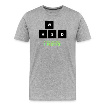 T-shirt WASD Gamer C’est comme ça que je bouge - T-shirt bio Premium Homme - gris chiné - Devant - Damien (186cm)
