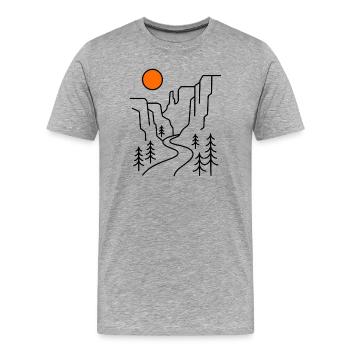 Cadeau pour randonnée en ligne des montagnes Canyon - T-shirt bio Premium Homme - gris chiné - Devant - Damien (186cm)