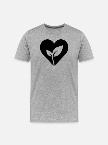 Gardener heart with plant - Men's Premium Organic T-Shirt - heather grey