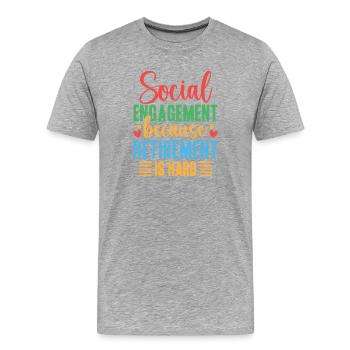 Engagement des citations d’un travailleur social à la retraite - T-shirt bio Premium Homme - gris chiné - Devant - Damien (186cm)