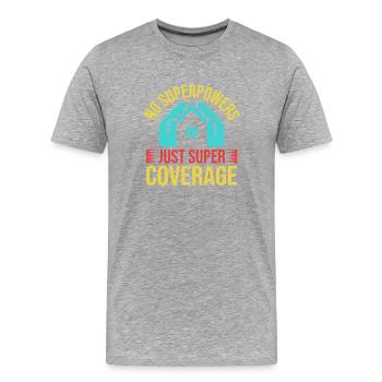 Assurance Super Couverture Agent d’Assurance Drôle - T-shirt bio Premium Homme - gris chiné - Devant - Damien (186cm)