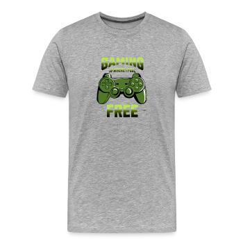 Le jeu vidéo est là où je me sens libre de manette, - T-shirt bio Premium Homme - gris chiné - Devant - Damien (186cm)