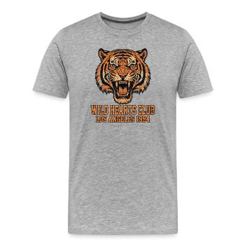 WILD HEARTS CLUB Los Angeles 1994 - Vintage Tiger - T-shirt bio Premium Homme - gris chiné - Devant - Damien (186cm)