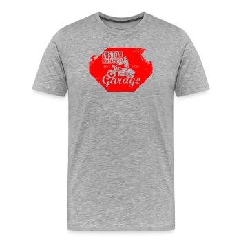 Design rétro de garage de motos personnalisées - T-shirt bio Premium Homme - gris chiné - Devant - Damien (186cm)