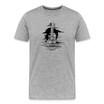 Dessin de ukulélé - T-shirt bio Premium Homme - gris chiné - Devant - Damien (186cm)