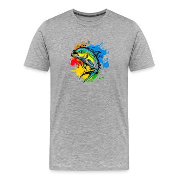 Graphiques de pêcheur - T-shirt bio Premium Homme - gris chiné - Devant - Damien (186cm)