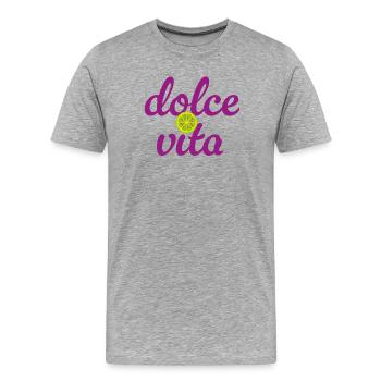 Dolce Vita Limette Quote Italien Lebensfreude Fun - Männer Premium Bio T-Shirt - Grau meliert - Vorne - Damien (186cm)
