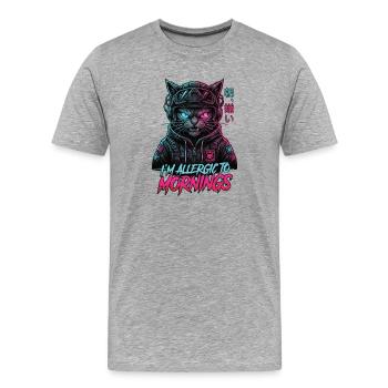 Katze Ich Bin gegen Morgende Allergisch - Männer Premium Bio T-Shirt - Grau meliert - Vorne - Damien (186cm)