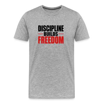 La discipline construit la liberté - T-shirt bio Premium Homme - gris chiné - Devant - Damien (186cm)