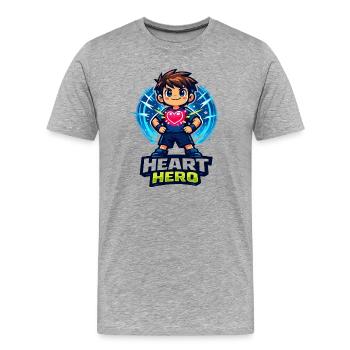 Héroïne ou héroïne de tous les cœurs - T-shirt bio Premium Homme - gris chiné - Devant - Damien (186cm)