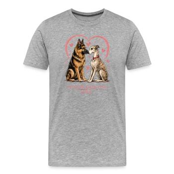 Deux Cœurs, Une Âme - T-shirt bio Premium Homme - gris chiné - Devant - Damien (186cm)