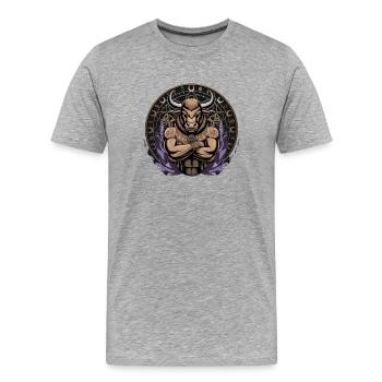 Mystic Taurus Zodiaque Symbole ésotérique de Taureau - T-shirt bio Premium Homme - gris chiné - Devant - Damien (186cm)