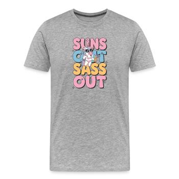 Soleils Éteints Sassing Vacances d’été à la plage de la licorne - T-shirt bio Premium Homme - gris chiné - Devant - Damien (186cm)