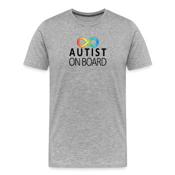 Autiste à bord : autocollants sur la neurodiversité - T-shirt bio Premium Homme - gris chiné - Devant - Damien (186cm)