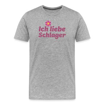 Schlager-Sticker: Musik & Blume Design - Männer Premium Bio T-Shirt - Grau meliert - Vorne - Damien (186cm)