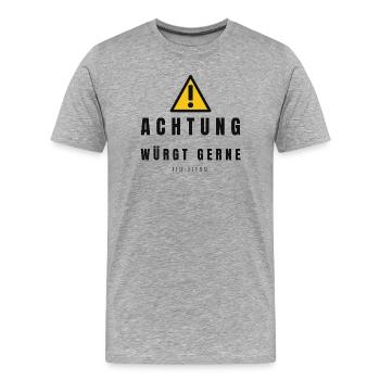 Achtung Jiu Jitsu Warnzeichen - Männer Premium Bio T-Shirt - Grau meliert - Vorne - Damien (186cm)