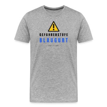 Gefahrstufe BlauGurt JiuJitsu - Männer Premium Bio T-Shirt - Grau meliert - Vorne - Damien (186cm)