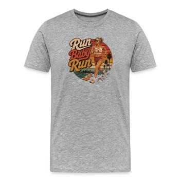 Run Baby Run – Retro Runner California - T-shirt bio Premium Homme - gris chiné - Devant - Damien (186cm)