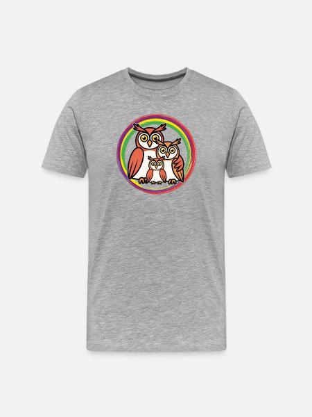Owl family - Men's Premium Organic T-Shirt - heather grey