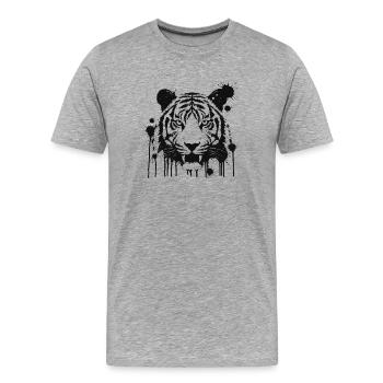 Black Splatter Splashed Tiger Splatter - Men's Premium Organic T-Shirt - heather grey - Front - Damien (186cm)