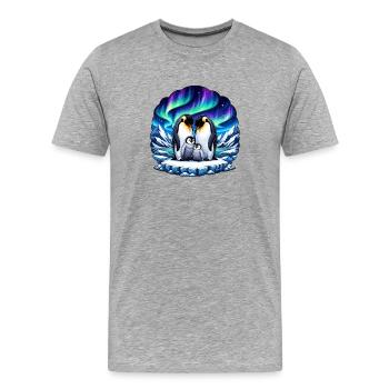 Famille polaire sous les aurores boréales - T-shirt bio Premium Homme - gris chiné - Devant - Damien (186cm)