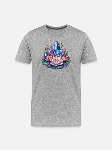 Crystal Lotus Fantasy - Men's Premium Organic T-Shirt - heather grey