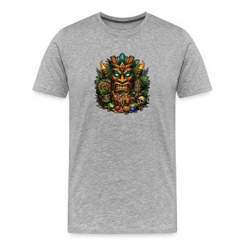 Masque au trésor tiki avec des bijoux - T-shirt bio Premium Homme - gris chiné - Devant - Damien (186cm)